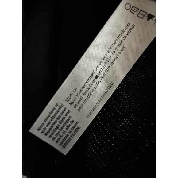 Eileen Fisher Navy Blue Open Front Linen 3/4 Sleeve Cardigan Sweater - Medium - Picture 3 of 4